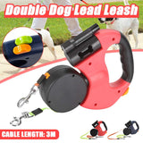 Dual Dog Rope Leash Retractable with Light