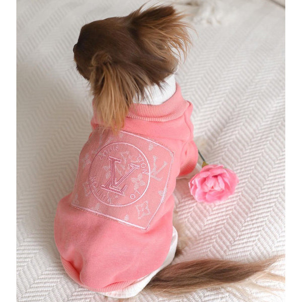 Pink Chewy Vouitton Dog Hoodie
