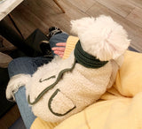 Cotton Plush Coat For Dog with Scarf